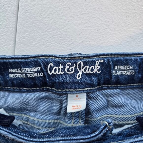 Cat & Jack Little Girls Carpenter Blue Jeans Size 6 Ankle Straight Denim Trendy - Picture 7 of 8